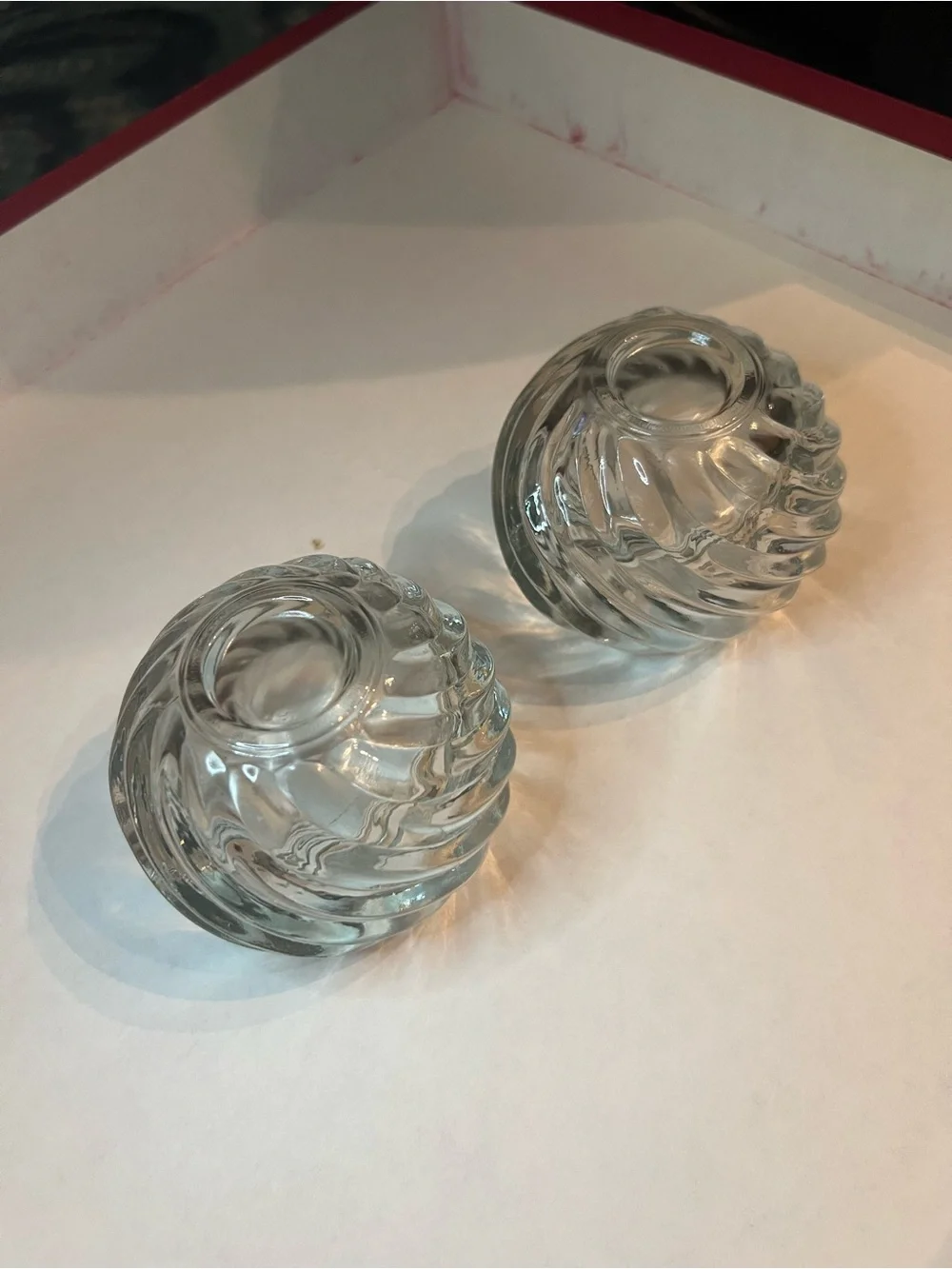 2 PartyLite Illusions Swirl Glass Tea Light Holders/Votives